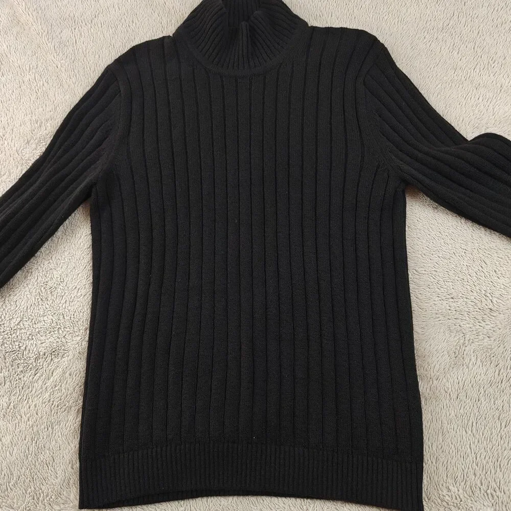 Banana Republic Cozy Turtleneck Sweater Men's M Black Ribbed Mockneck NWT